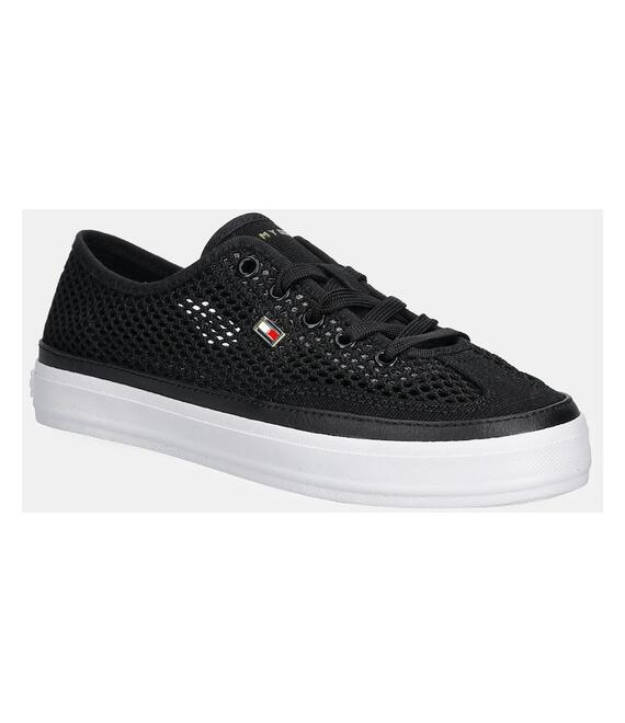 Πάνινα παπούτσια Tommy Hilfiger TH OPEN MESH VULC SNEAKER χρώμα: μαύρο, FW0FW08684