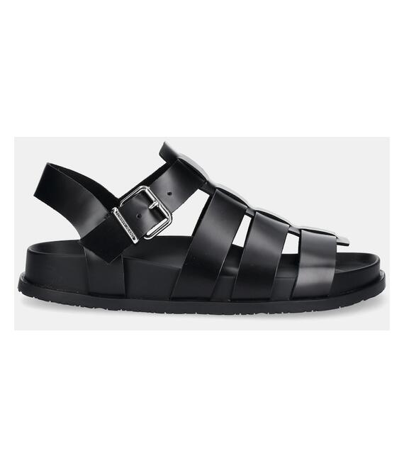 Δερμάτινα σανδάλια Tommy Jeans TJW FISHERMAN PATENT SANDAL χρώμα: μαύρο, EN0EN02874