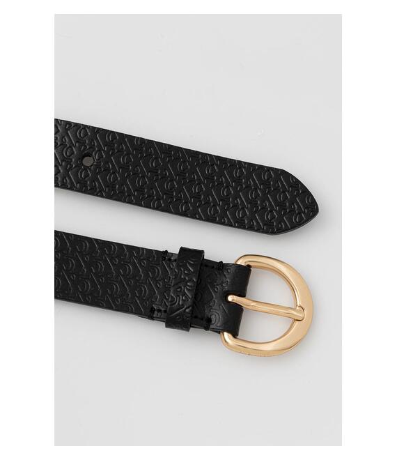 Δερμάτινη ζώνη Calvin Klein γυναικεία, χρώμα: μαύρο, LV04K7019G