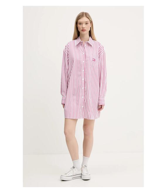 Βαμβακερό φόρεμα Tommy Jeans χρώμα: ροζ, DW0DW21122