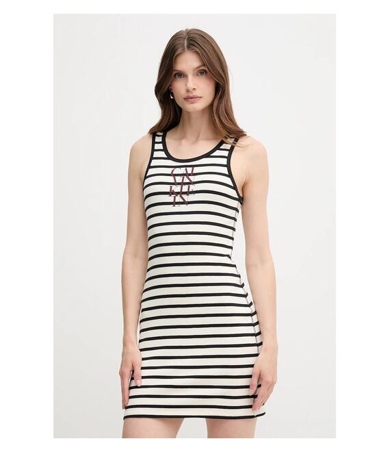 Φόρεμα Calvin Klein Jeans χρώμα: μπεζ, LV044C242G