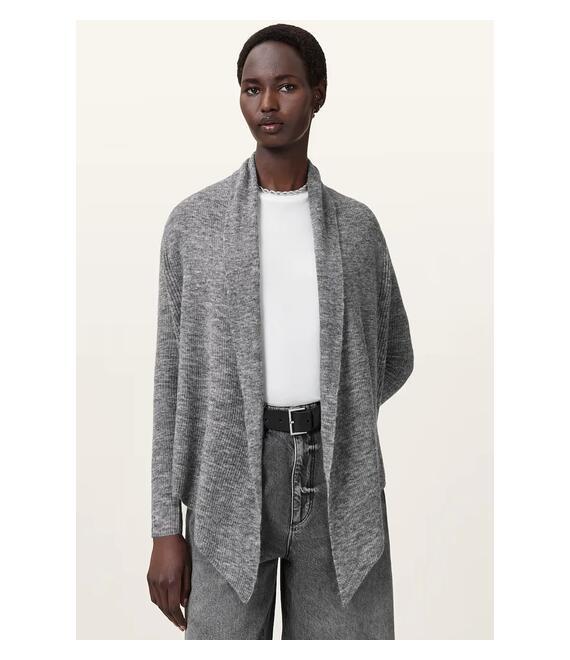 Ζακέτα από μίγμα μαλλιού AllSaints HARPER γυναικεία, χρώμα: γκρι, W052KC
