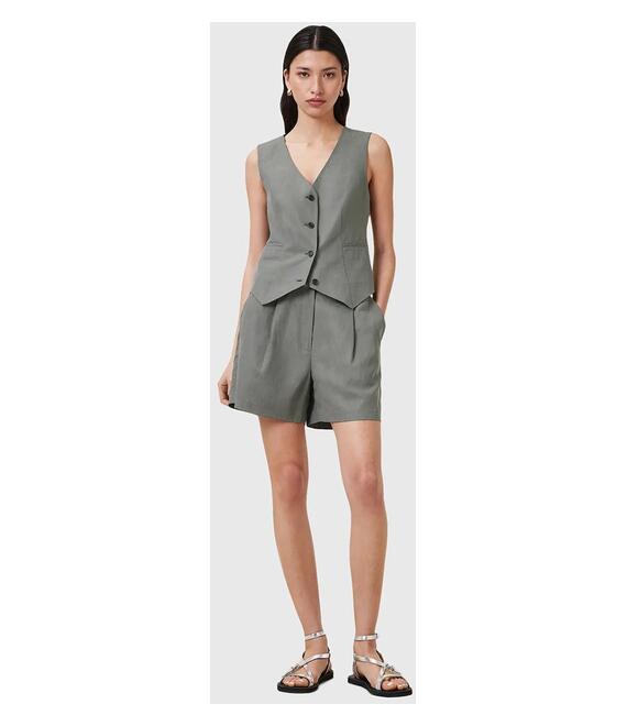 Λινό σορτς AllSaints AVERIE χρώμα: γκρι, W046QC