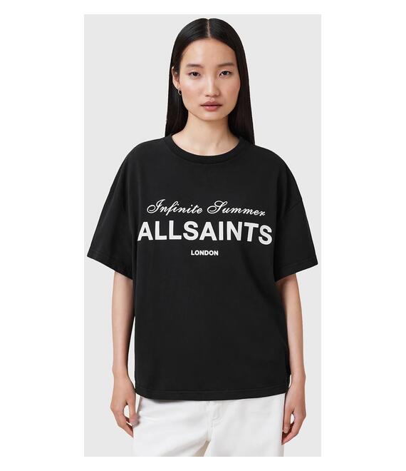 Βαμβακερό μπλουζάκι AllSaints AVRI χρώμα: μαύρο, W095JC