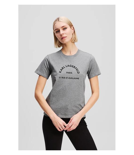 Βαμβακερό μπλουζάκι Karl Lagerfeld χρώμα: γκρι, A3W17105