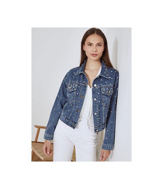 Μπουφάν τζιν με πέτρες strass SN1795.6005+1
