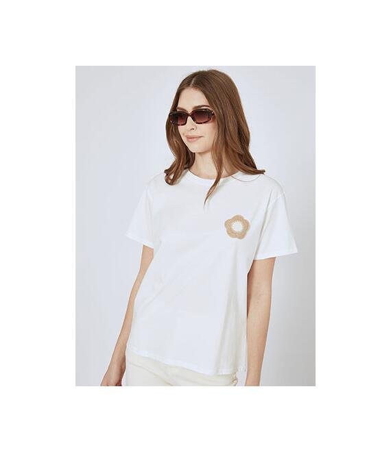 T-shirt με κεντητό λουλούδι SN7591.4015+2