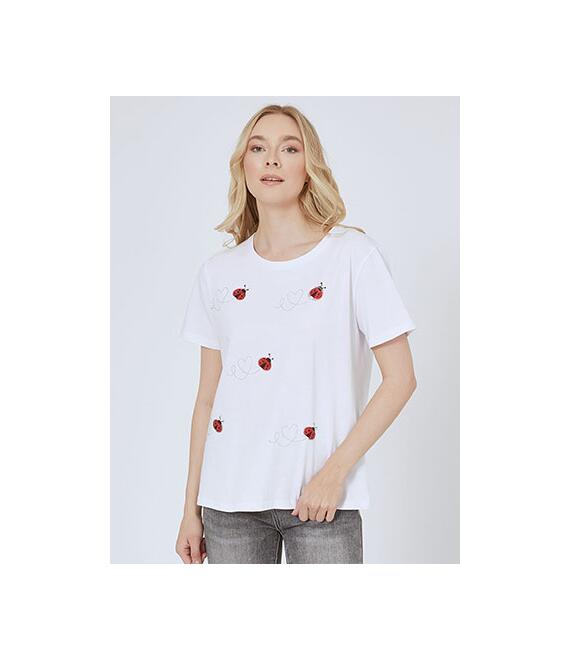 T-shirt με strass πασχαλίτσες SN7616.4867+1