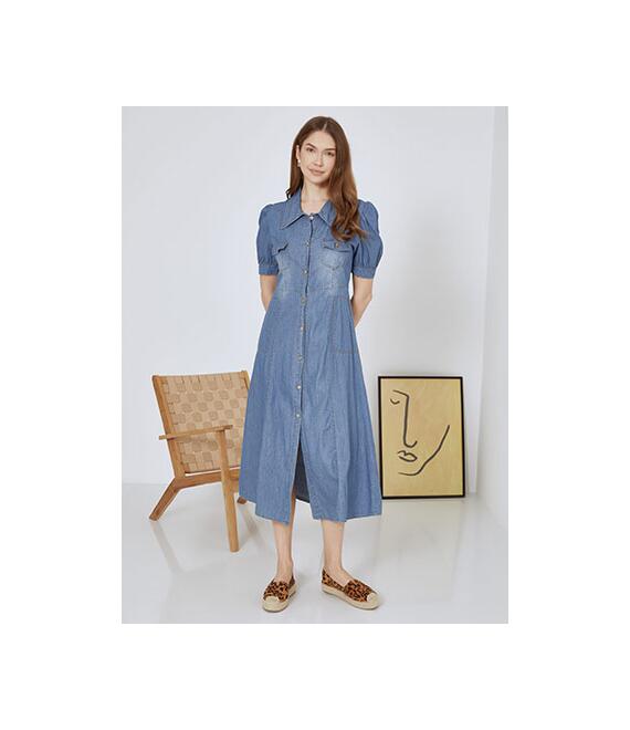 Φόρεμα σεμιζιέ μίντι denim SN7693.8252+2