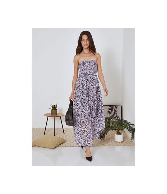Φόρεμα μάξι strapless floral SN874.8915+2