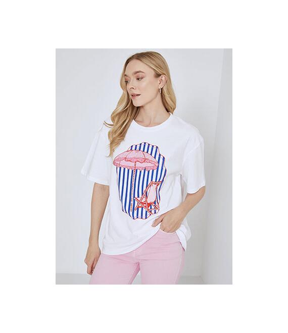 T-shirt με τρουκς και strass SN9422.4453+1