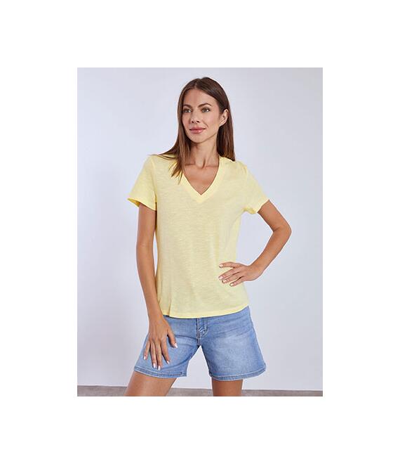 T-shirt βαμβακερό με V λαιμόκοψη SN9489.4795+1
