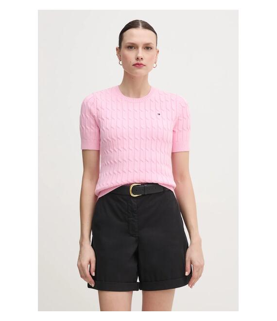 Βαμβακερό πουλόβερ Tommy Hilfiger χρώμα: ναυτικό μπλε, WW0WW38744