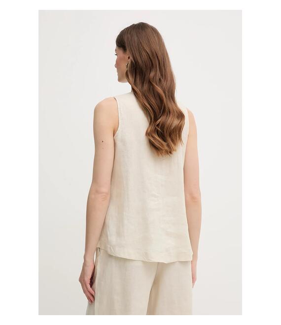 Λευκή μπλούζα United Colors of Benetton χρώμα: μπεζ, 5BMLDQ06W