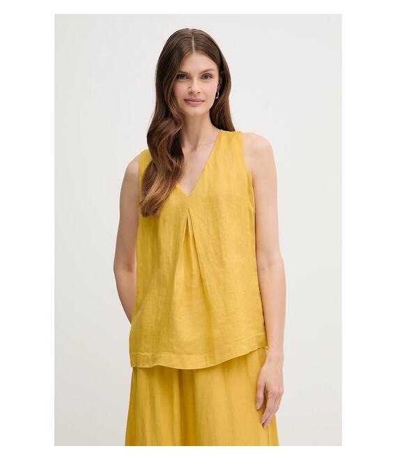 Λευκή μπλούζα United Colors of Benetton χρώμα: κίτρινο, 5BMLDQ06W