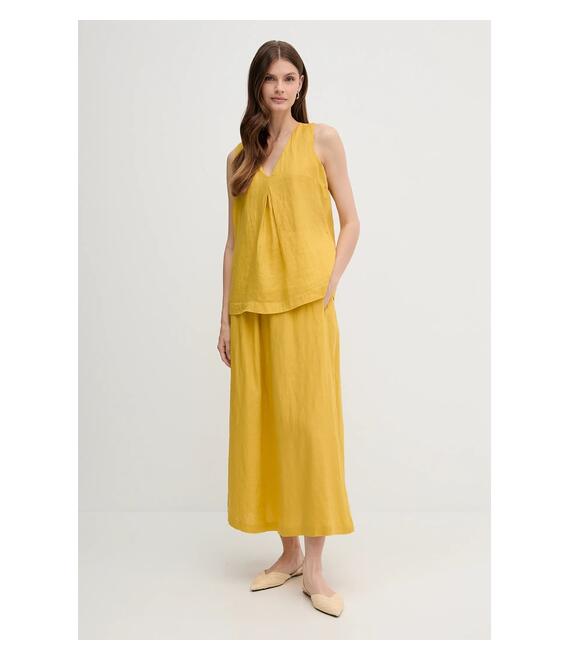 Λευκή μπλούζα United Colors of Benetton χρώμα: κίτρινο, 5BMLDQ06W