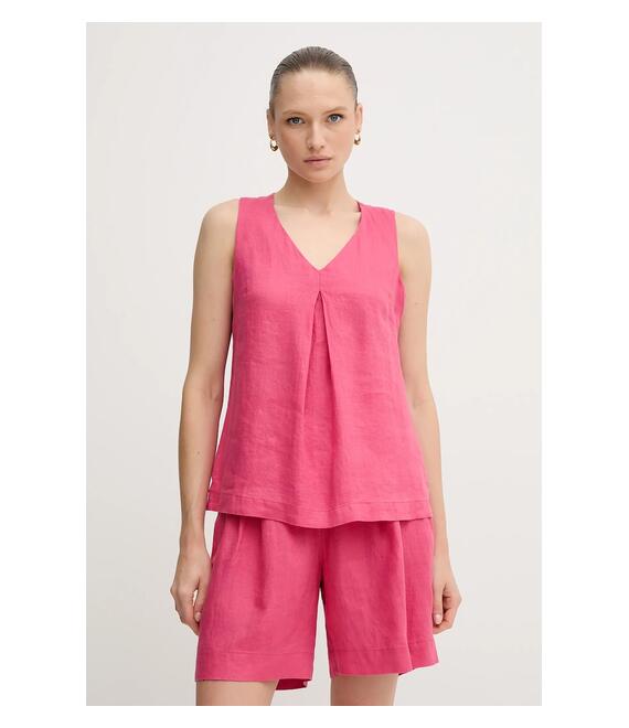 Λευκή μπλούζα United Colors of Benetton χρώμα: ροζ, 5BMLDQ06W