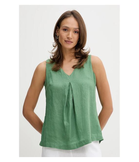 Λευκή μπλούζα United Colors of Benetton χρώμα: πράσινο, 5BMLDQ06W