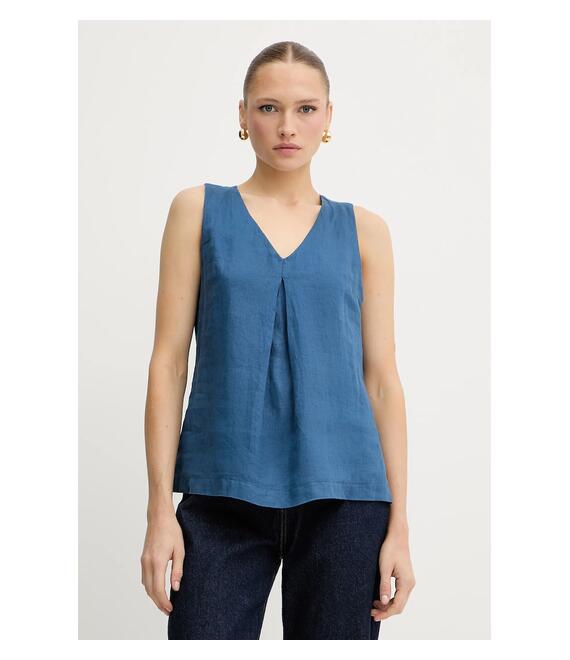 Λευκή μπλούζα United Colors of Benetton χρώμα: μπλε, 5BMLDQ06W