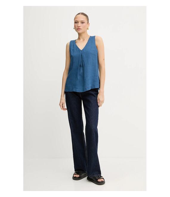 Λευκή μπλούζα United Colors of Benetton χρώμα: μπλε, 5BMLDQ06W
