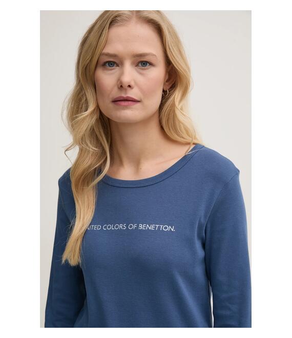 Βαμβακερή μπλούζα με μακριά μανίκια United Colors of Benetton χρώμα: μοβ, 3GA2E16G0