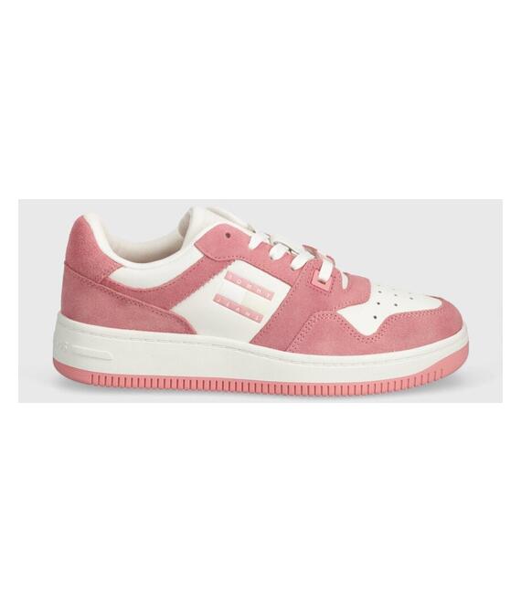 Αθλητικά Tommy Jeans TJW RETRO BASKET WASHED SUEDE χρώμα: ροζ, EN0EN02486