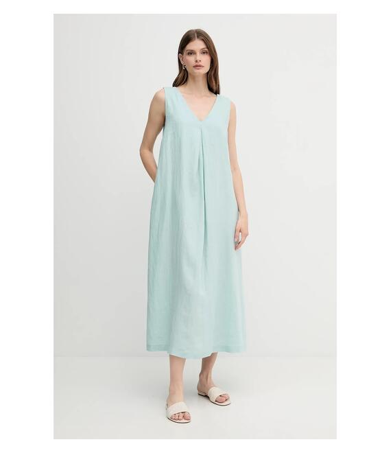 Λινό φόρεμα United Colors of Benetton χρώμα: ροζ