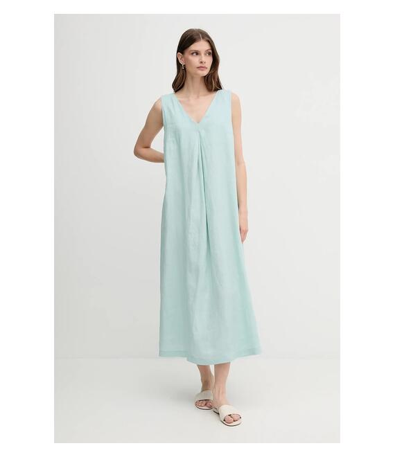 Λινό φόρεμα United Colors of Benetton χρώμα: ροζ