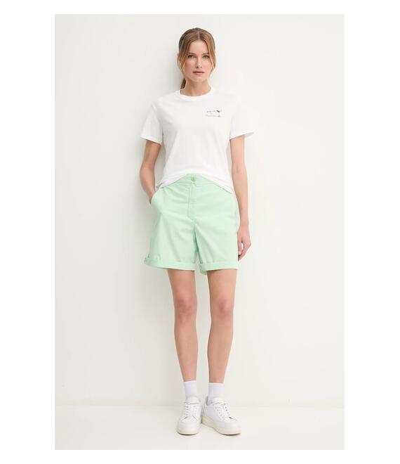 Σορτς Tommy Hilfiger χρώμα: πράσινο, γυναικείο, high waist WW0WW42457
