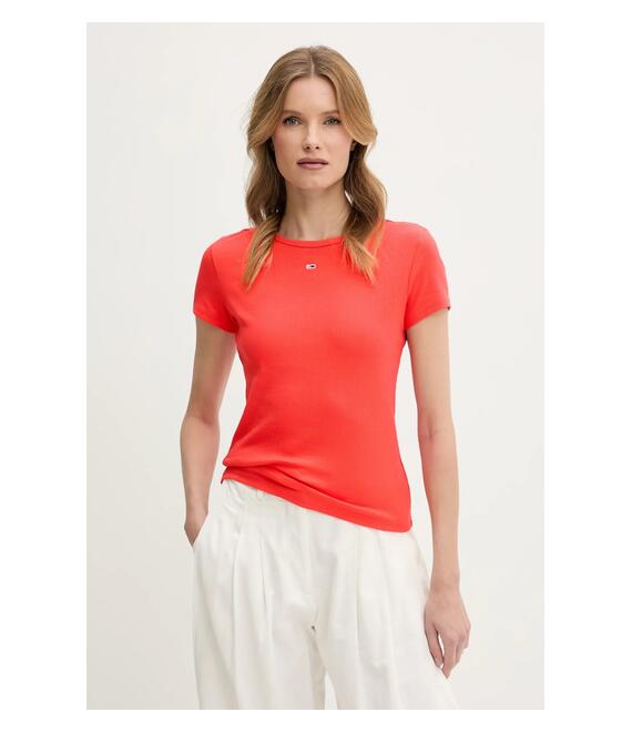 Μπλουζάκι Tommy Jeans χρώμα: πορτοκαλί, DW0DW17383