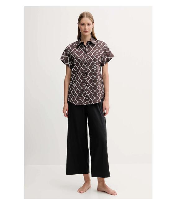 Βαμβακερό πουκάμισο Max Mara Beachwear χρώμα: καφέ, 2516111029600