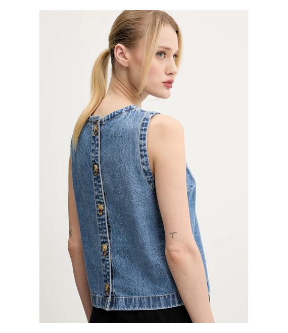 Μπλουζάκι τζιν Abercrombie & Fitch χρώμα: μπλε, KI140-5011
