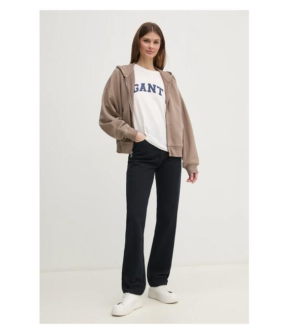Βαμβακερή μπλούζα Calvin Klein Jeans γυναικεία, χρώμα: καφέ, με κουκούλα, J20J224733