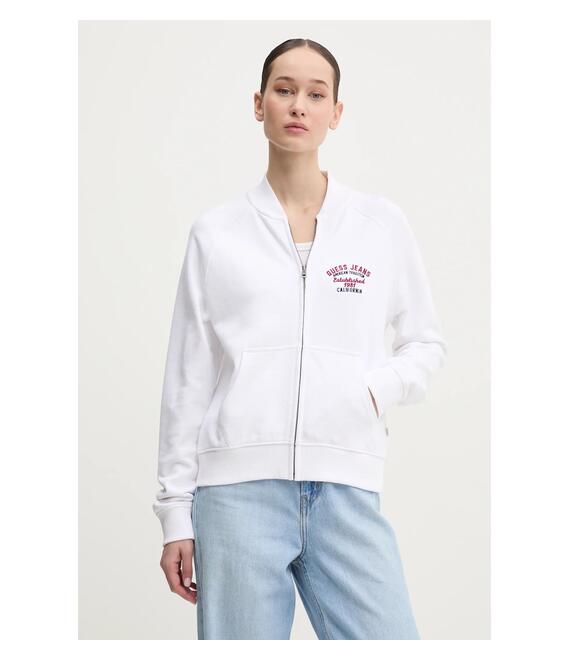 Βαμβακερή μπλούζα Guess Jeans γυναικεία, χρώμα: άσπρο, W5RQ22 K68I4