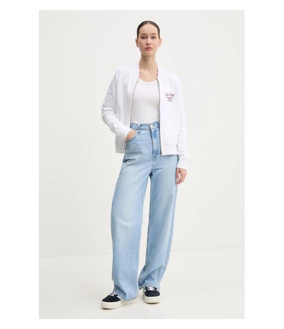 Βαμβακερή μπλούζα Guess Jeans γυναικεία, χρώμα: άσπρο, W5RQ22 K68I4