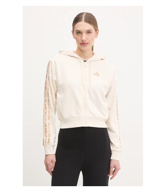 Μπλούζα adidas Essentials Animal χρώμα: μπεζ, με κουκούλα, JM1665