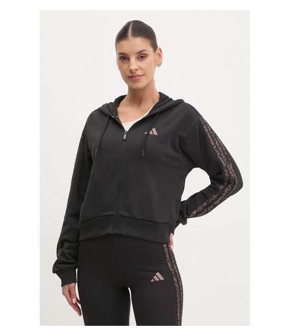 Μπλούζα adidas Essentials Animal χρώμα: μαύρο, με κουκούλα, JM5893