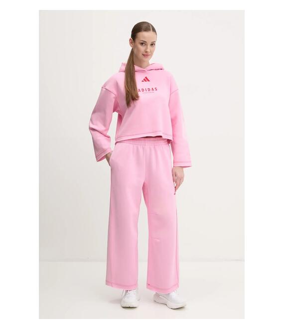 Μπλούζα adidas ALL SZN Graphic χρώμα: ροζ, με κουκούλα, JJ4519 Μπλούζα adidas ALL SZN Graphic χρώμα: ροζ, με κουκούλα, JJ4519