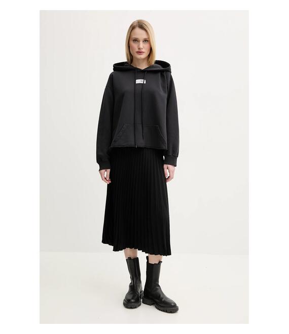 Βαμβακερή μπλούζα MM6 Maison Margiela γυναικεία, χρώμα: μαύρο, με κουκούλα, S52GU0235.M25012