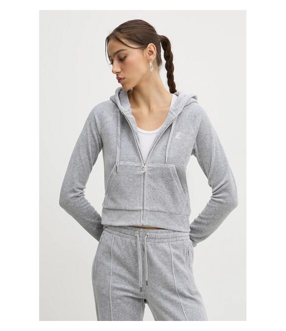 Μπλούζα Juicy Couture χρώμα: γκρι, με κουκούλα, JCWA122001