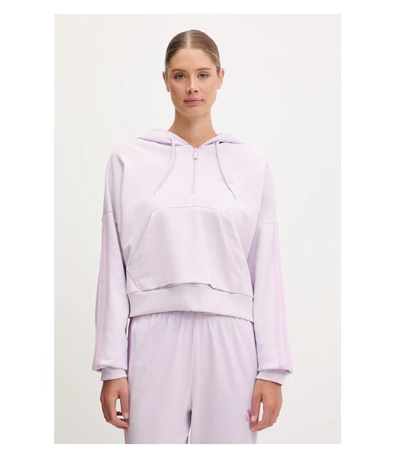 Μπλούζα adidas Essentials χρώμα: μοβ, με κουκούλα, JN1947