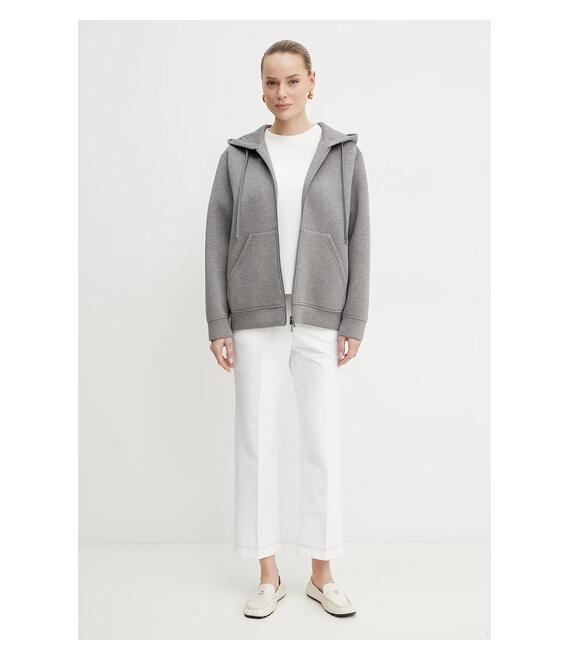 Μπλούζα Weekend Max Mara χρώμα: γκρι, με κουκούλα, 2515911021600