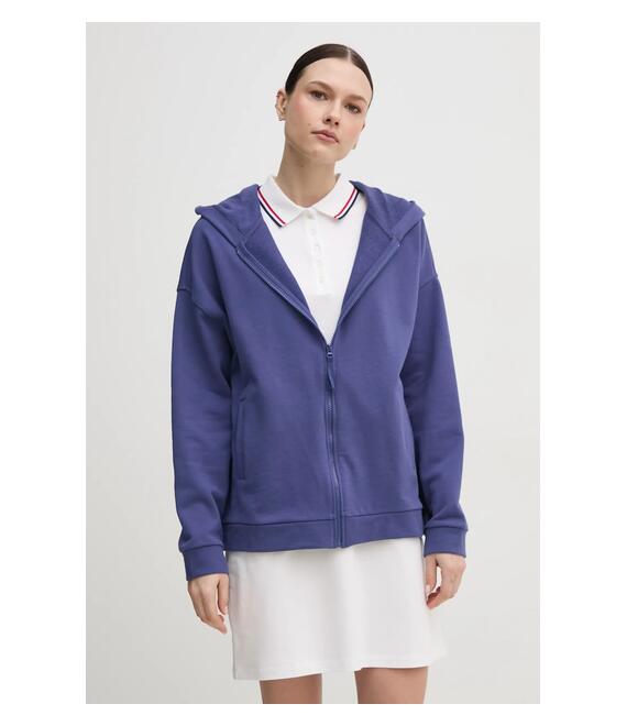 Βαμβακερή μπλούζα United Colors of Benetton γυναικεία, χρώμα: μοβ, με κουκούλα, 3UNID500R