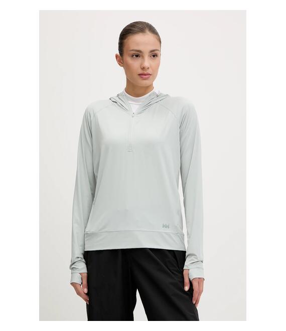 Αθλητική μπλούζα Helly Hansen Shine Solen χρώμα: τιρκουάζ, με κουκούλα, 49576