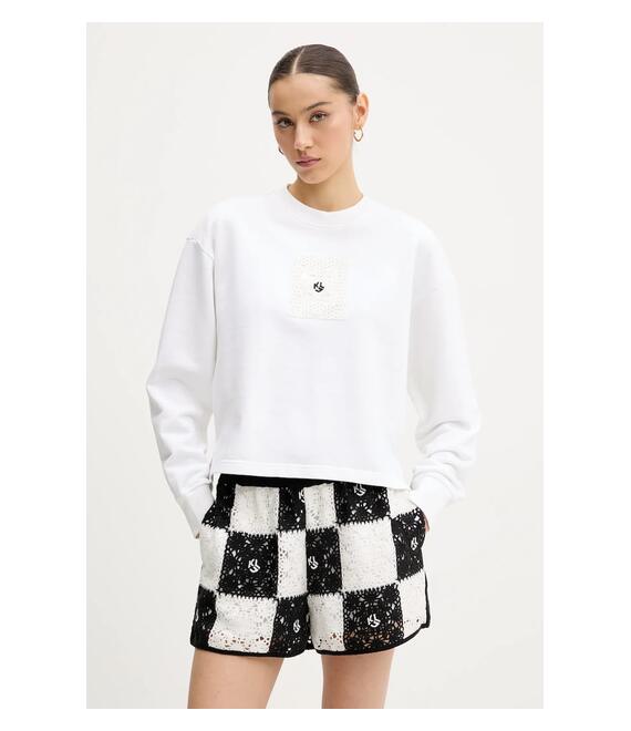 Βαμβακερή μπλούζα Karl Lagerfeld Jeans γυναικεία, χρώμα: άσπρο, A2W20018