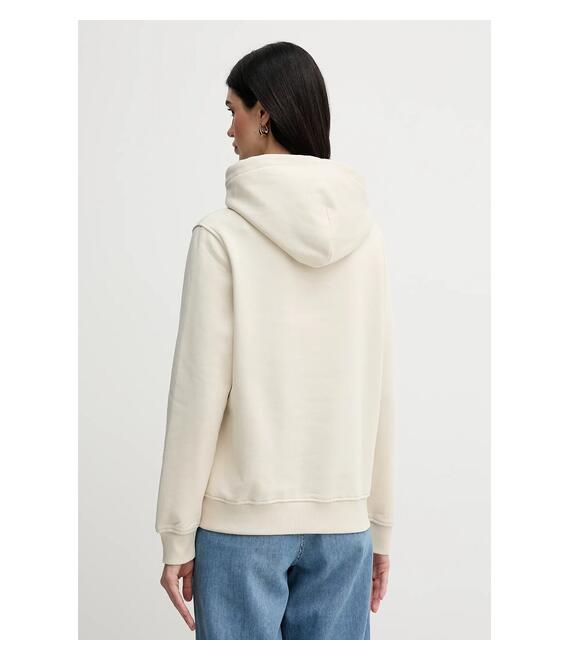 Μπλούζα Tommy Jeans χρώμα: μπεζ, με κουκούλα, DW0DW20304