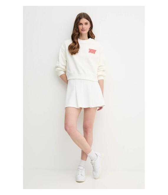Βαμβακερή μπλούζα Tommy Jeans γυναικεία, χρώμα: άσπρο, DW0DW21345