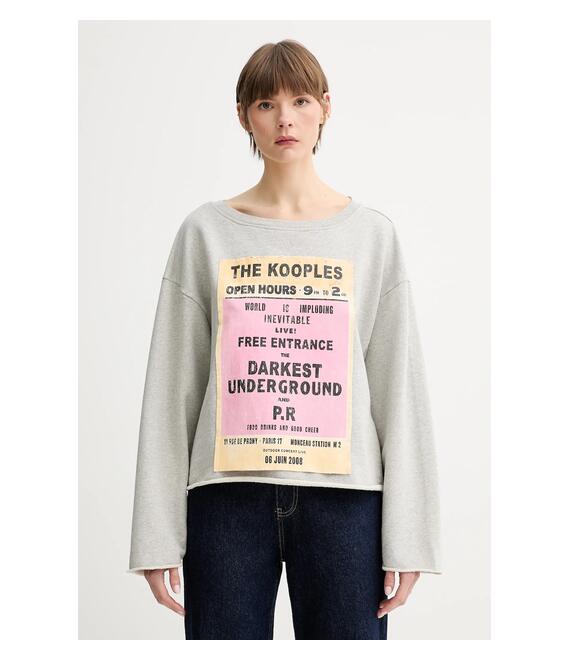 Βαμβακερή μπλούζα The Kooples γυναικεία, χρώμα: γκρι, FSWE30013K