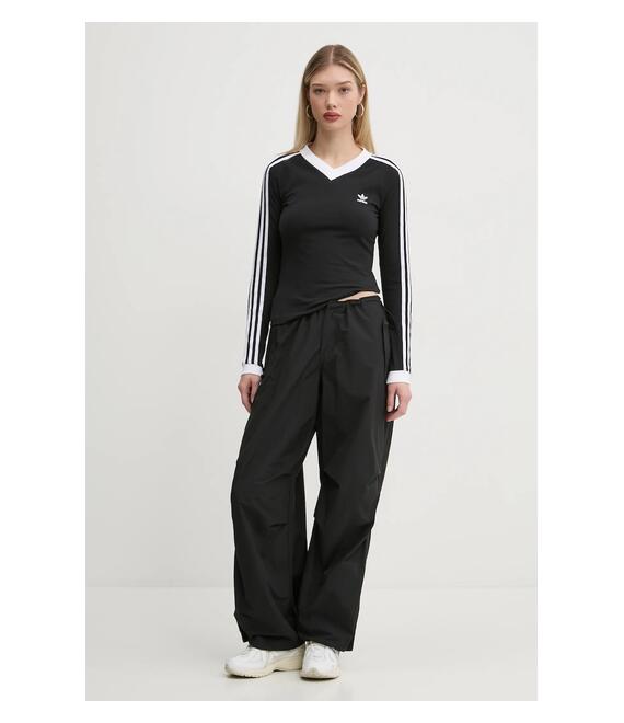 Μακρυμάνικο adidas Originals V-NECK LS χρώμα: μαύρο, IY7247
