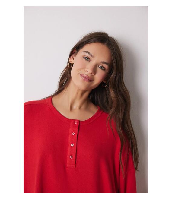 Μακρυμάνικη μπλούζα πιτζάμας women'secret MIX AND MATCH PERFECT MATCH χρώμα: κόκκινο, 3278429